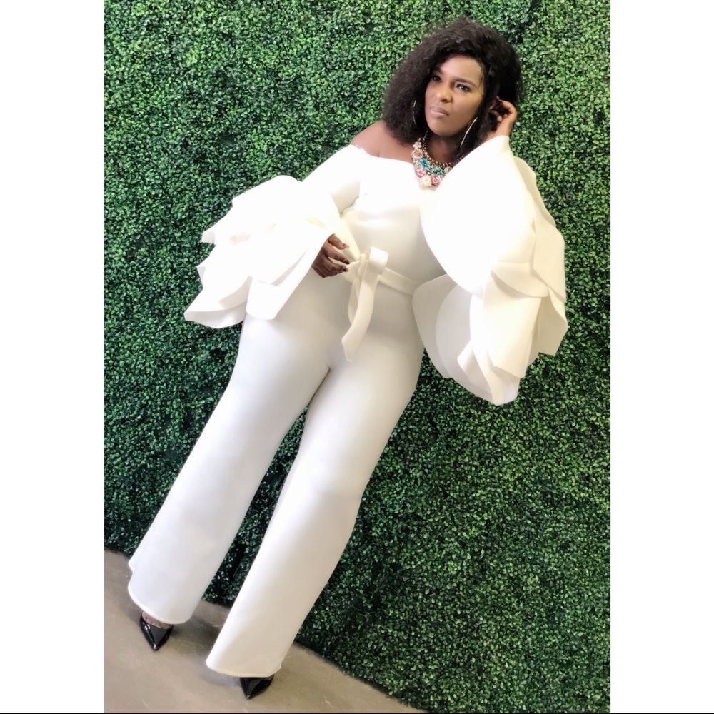 Feather Sleeve Jumpsuit